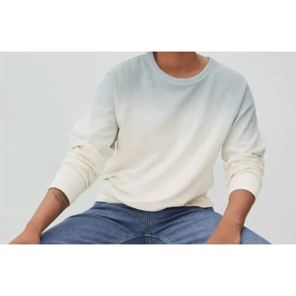Everlane Women's French Terry Sweatshirt Sz‎ M Light Blue Dip-Dye Ombre Pullover